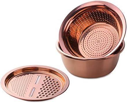 Meisha - Juego de 3 piezas de herramientas de cocina de acero inoxidable 3 en 1 para frutas y verduras, juego de cuencos de malla fina para triturar