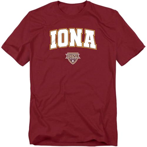 LOGOVISION Iona University Arch Logo Unisex Adult T Shirt, Maroon, X-Large