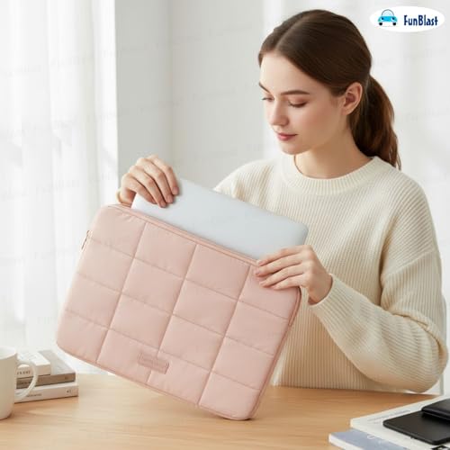 Image of FunBlast Padded Laptop Cover Bag - Laptop Sleeve Bag, Multifunctional Shockproof, Waterproof Laptop Case, 14 Inches Business Bags for Business, Travel, College (Pink)