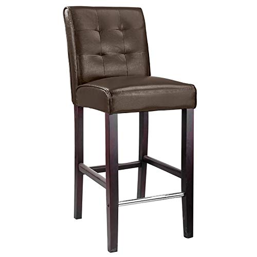 Corliving Antonio Bar Height Barstool In Dark Brown Bonder Leather, 31-Inch #TOP23