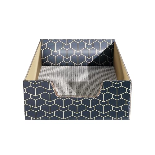 Purrfect Cat Box Lounger with Scratch Pad and Peek-a-Boo Cutout
