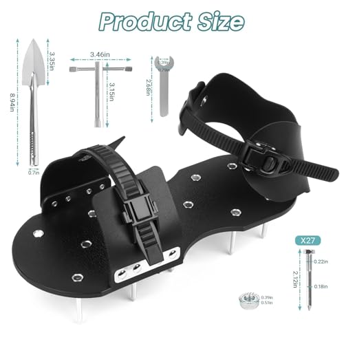 FIMXSD Lawn Aerator Shoes - Heavy Duty Lawn Aerator Tool for Grass with Cleaning Shovel & 6 Extra Spikes, Easy Assembly with Upgraded T-Wrench, Manual Garden Soil Aeration Tools for Yard Care by FIMXSD - Used condition - Image 2