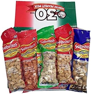 Frito Lay Sabritas Cacahuates Peanuts Mix (Box 30 / 1.625-Ounce Bags) Flamin Hot, Salt & Lime, Picante Spicy, Japanese Style Peanuts