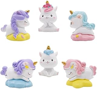 6 Pcs Cute Mini Unicorn Figurines Toys, Unicorn Miniature Moss Landscape, Unicorn Cake Toppers, Car Dashboard Ornaments, DIY Ornament Accessories for Children Child Kids Gift
