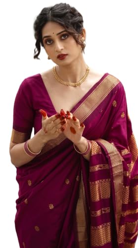 Image of C J Enterprise Women's Pure Kanjivaram Soft Silk Saree Banarasi Style Ladies Sadi With Blouse Piece for Wedding (Eagle-3-51)