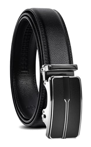 WildHorn Men's Genuine Leather Belt for Men| Premium Auto-Lock Buckle | Adjustable up to 48” | Formal & Casual Wear | Micro-Adjust Fit | Stylish Gift Box Included (PREMIUM BLACK)