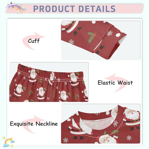 Pajama Sets Long Sleeve Santa Claus Winter Snowflakes Soft Comfy Sleepwear 2 Piece PJS 3-8T4