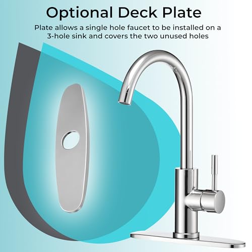 Image of Dura Faucet DF-MK531LK-CP RV Gooseneck Kitchen Faucet (Chrome) | Streamline gooseneck kitchen faucet for RV and camper galleys. Chrome finish. Easy DIY install.