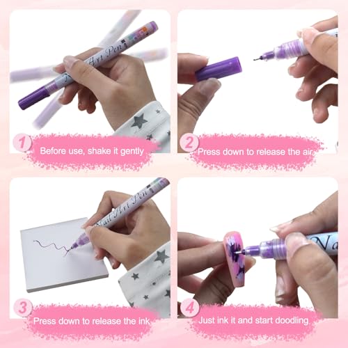 Image of 12 Color Nail Art Pens Set, 0.5 MM Nail Polish Pens Dotting Drawing Painting Point Liner Painted Pen Kit, Waterproof and Quick-drying Nail for DIY Nails Art Design Manicure Tools