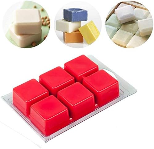 Liseng 100 Packs Wax Melt Clamshells Molds Square, 6 Cavity Clear Plastic Cube Tray for Candle-Making & Soap