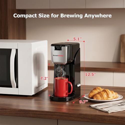 Bonsenkitchen 2-in-1 Single Serve Coffee Maker for K Cup & Ground Coffee, Fast Brewing (6-14oz), Space-Saving for Home，Office，Dorm by Bonsenkitchen - Image 6