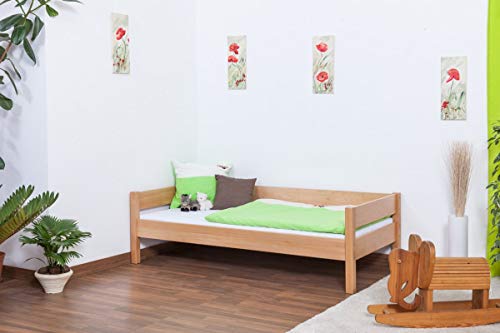 Einzelbett/Gästebett Benedikt Buche Vollholz massiv Natur inkl. Rollrost - 90 x 200 cm Cover