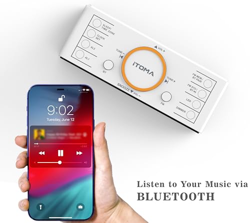 iTOMA Alarm Clock Radio, 1.4" White LED Display Clock with Bluetooth, FM Radio, Dual Alarm, Sleep Timer, Snooze, Auto & Manual Dimmer, USB Charger and Night Light CKS718 - Thumbnail 6
