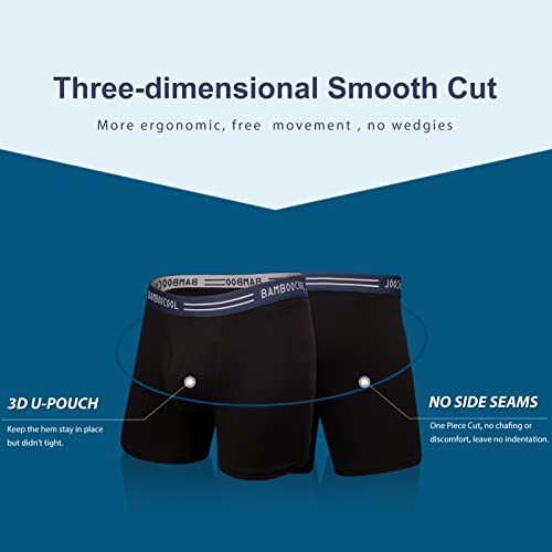 Bamboo Cool Men's Underwear Boxer Briefs 5 Pack Bamboo Viscose Underwear Soft Breathable Stretchy Long Leg Available(Xx-Large) #TOP1