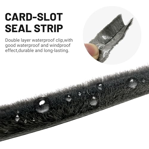Weather Stripping Brush Door Seal Strip- Card Slot Weatherstrip for Sliding Windows & Doors - No Adhesive Backing