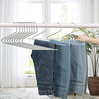 Edergoo Trouser Hangers 12 Pack, Open Ended Trousers Hangers Space Saving, Heavy Duty Metal Pants Hangers Non Slip 35x15cm, Easy Use Coat Hangers for Trousers, Slacks, Pants (Grey)