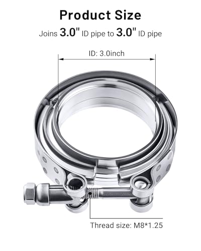 EVIL ENERGY V Band Clamp Stainless Steel with Flange Flat Mild Steel (4, 3.0") - Thumbnail 2