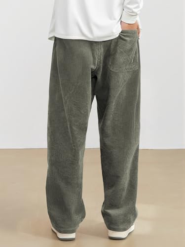 Image of JMIERR Mens Corduroy Pants Wide Leg Baggy Sweatpants | Loose Fit Joggers, Elastic Waist Drawstring, Casual Sweatpants, Vintage Pants, Fall Winter Fashion, Streetwear