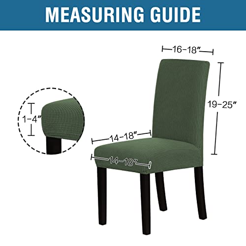 H.versailtex Stretch Dining Chair Covers Set Of 6 Chair Covers For Dining Room Parsons Chair Slipcover Chair Protectors Covers Dining, Feature Textured Checked Jacquard Fabric, Bronze Green #TOP5