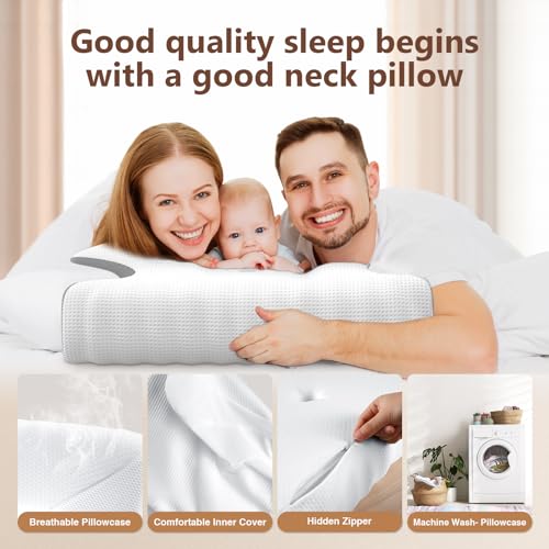 TailsUp Cervical Neck Pillow Neck Pain Relief, Adjustable Ergonomic Memory Foam Pillow for Neck and Shoulder Pain Relief, Orthopedic Contour Support Pillows for Side Sleepers, Back & Stomach Sleepers - Thumbnail 7
