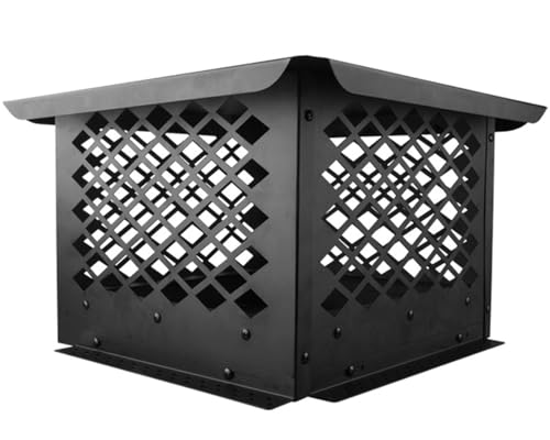 Tapa de chimenea de acero negra de 31,5 x 31,5 cm, cubierta cuadrada para chimeneas de arcilla existentes en el exterior
