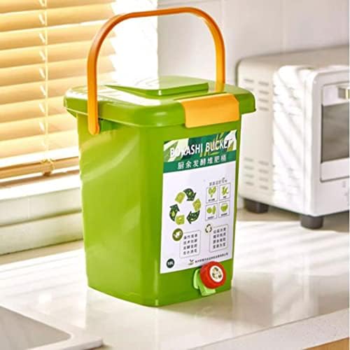 20 l zielony kuchenny kosz na kompost z pokrywką, blat do recyklingu odpadów spożywczych do kontroli zapachów i nawóz DIY w małych pomieszczeniach