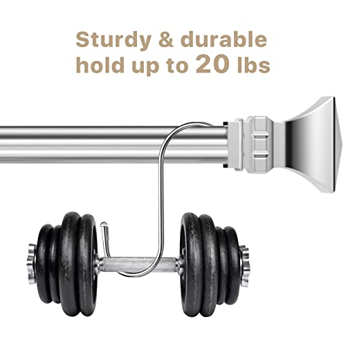 Aeaskiey Silver Curtain Rods For Windows 28 To 48 Inch With Square Finials, Heavy Duty 1 Inch Curtain Rod Window Treatment thumb #3