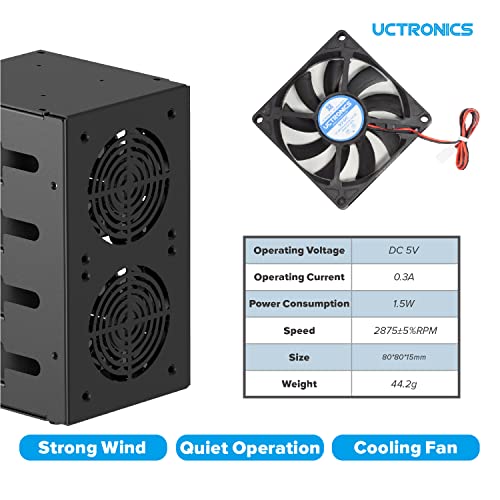 Uctronics For Raspberry Pi Cluster Case, Desktop Metal Rack Case, 4 Layers With 2 Cooling Fans Compatible With Raspberry Pi 4B And 2.5" Ssd #TOP3