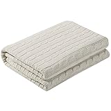 ❤ Material: la manta de punto adopta un tejido 100% algodón, supersuave, transpirable e inofensivo. Artesanía de tela de alta calidad, fabricación de punto. El delicado proceso de tejido hace que nuestra manta de punto trenzado sea muy elástica, piéndala como un jersey. Se estira pero conserva su forma y tamaño, duradero y ligero adecuado para el verano