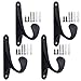 JaneYi 4 sztuki matowe czarne pojedyncze metalowe haczyki na kapelusze haki na płaszcze montowane na ścianie wkręcane wieszaki na szlafroki indywidualne haczyki dekoracyjne ze śrubami do zawieszania ubrań ręcznik plecak roślina latarnia