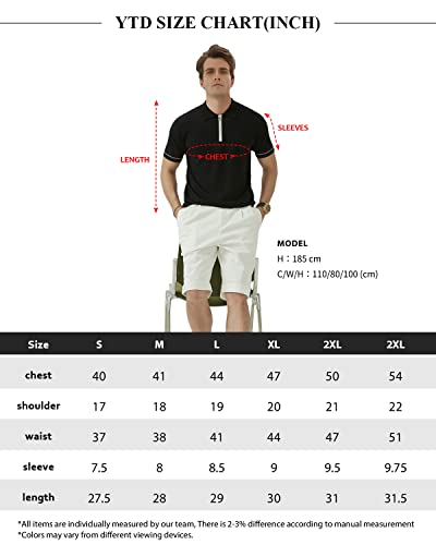 Ytd Men's Short Sleeve Casual Slim Fit Polo Shirts Basic Designed Classic Cut Cotton Shirts Black #TOP4