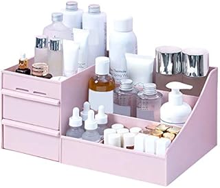 Fnsky Cosmetic Organizer Storage Box, Jewelry Nail Polish Container with Drawers, Multi-grid Cosmetic Organizer Case for Home