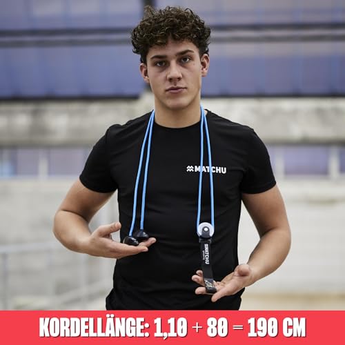 MATCHU - Schulter pulley - Schulter Seilzug - Mit Flaschenzug - Für Beweglichkeit und Durchblutung - Einfach zu befestigen - Schulter- und Armtraining - Blau/schwarz - 190cm