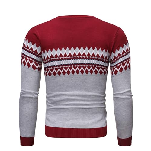 Men's Patterned Knitted Pullover Male Long Sleeve Colorblock Sweater Men Crewneck Vintage Knitted Skinny Pullove2