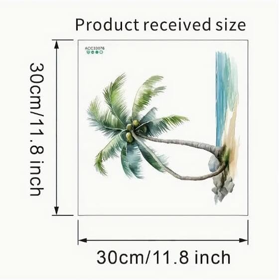 Christmas Tropical Beach Palm Tree Toilet Cover Sticker Decals Waterproof Toilet Lid Tank Seat Decals Cistern Self-Adhesive Bathroom Wall Sticker