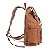 HuaChen Vintage Canvas Travel Backpack with Leather Trim, Laptop Padded Sleeve, Hidden Back Security Pocket, Fits 14-Inch, M32 Tan