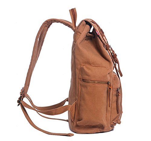 Image of Vintage Canvas Backpack, HuaChen Mens Travel Rucksack for Laptop Hiking School Bookbag
