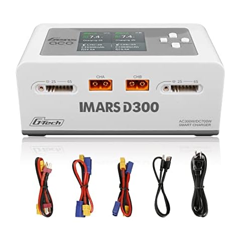 Gens Ace Lipo Battery Charger IMARS D300 G-Tech Series Smart Dual Lipo Charger 16A AC 300W DC 700W Lipo Charge（White） Cover