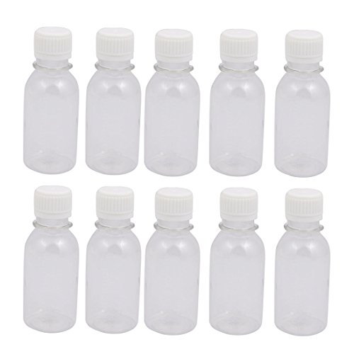 Aexit 10Pcs 100ml gauge Plastic Bottle Transparent DIY Round Bottle w White Cover