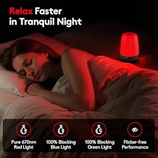 XKETA Terapia del sonno a luce rossa: lampada notturna a lunghezza d'onda a banda stretta pura 670 nm - promuove naturalmente la melatonina per adulti che dormono meglio - 2000 mAh senza fili di