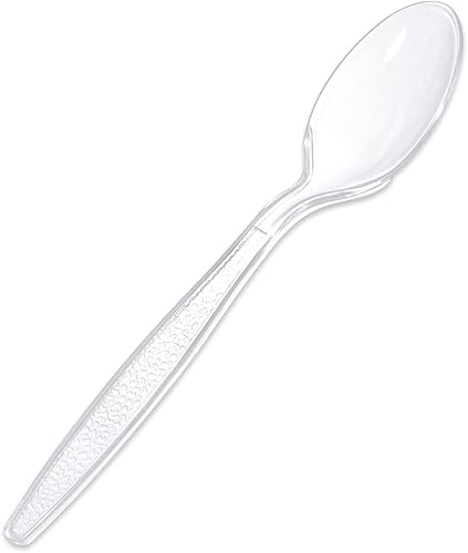 Ciaell 500 cucharas de plástico transparente – Cubiertos de plástico resistente – Cucharas transparentes pesadas y desechables de 6.7 pulgadas para