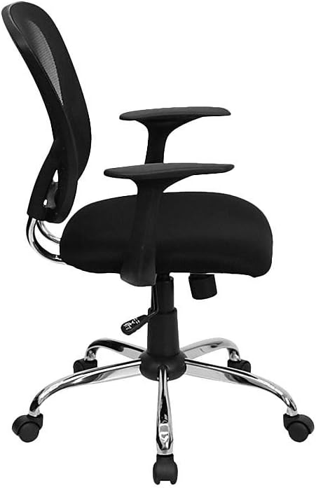 Flash Furniture Alfred Mid-Back Black Mesh Swivel Task Office Chair with Chrome Base and Arms