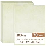 70 Sheet Certificate Paper 8.5 x 11 Letter Size, 100 GSM Thick Double-Sided, Stationery Parchment Printing Paper for Diploma, Award, Resume, Printer Friendly for Laser, Inkjet (Beige)