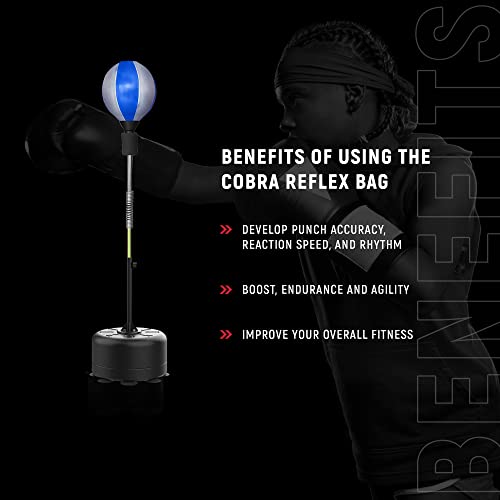 Fast Action Cobra Reflex Bag, Punching Bag with Stand Adult and Teens, Advanced Home Gym Boxing Equipment