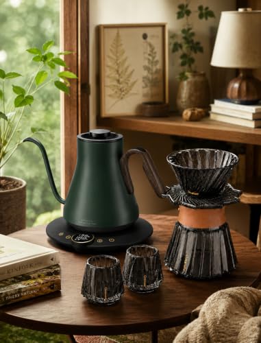 Image of Cocinare Gooseneck Electric Kettle & Pour Over Coffee Set, ±1F Temperature Control, 1500W 0.9L Kettle, Coffee Dripper, 550 ml / 18.6 oz Server & 2 Tasting Cups