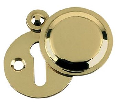 Carlisle Brass Victorian Standard Profile Keyhole CLOSED Covered Lock Swing Cover Plate Escutcheon 32mm + Screws (Polished Brass)