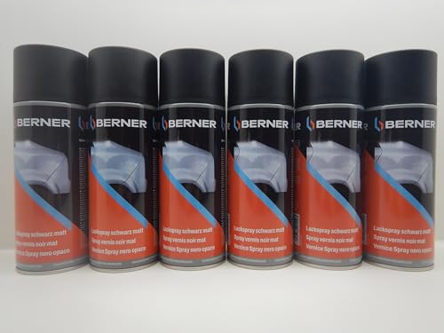 Förch 6x Berner Spraydose Lackspray schwarz matt 400ml RAL 9005 Autolack Kfz Lack