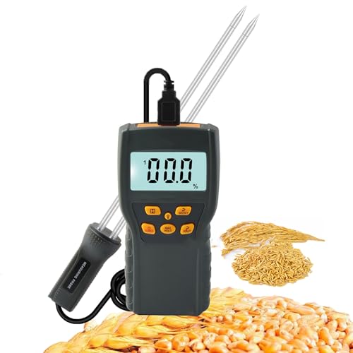 CHANGLKJ Smart Grain Moisture Tester, Digital Tool Moisture Meter with Back-Light LCD Screen and Data Hold Function, Moisture Measuring Range 2%~30% and Resolution 0.5%, for Measuring 8 Types Grains