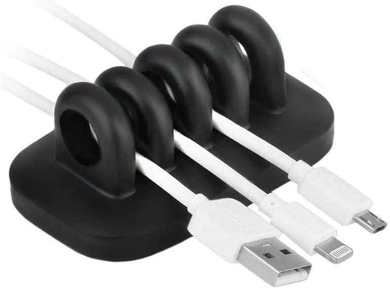 Idealstanley Cable Clip Holder Weighted Desktop Cord Management Fixture (Black)