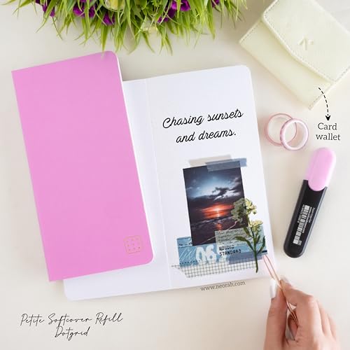 Image of NEORAH - PETITE Dotgrid Notebook SOFT COVER |Organiser REFILL |Dotted notebook Journal | 110 GSM |160 pages (Size 21 cm x 10.5 cm)|Journaling, Writing,Note Taking Diary, Travellers Notebook- LAVENDER